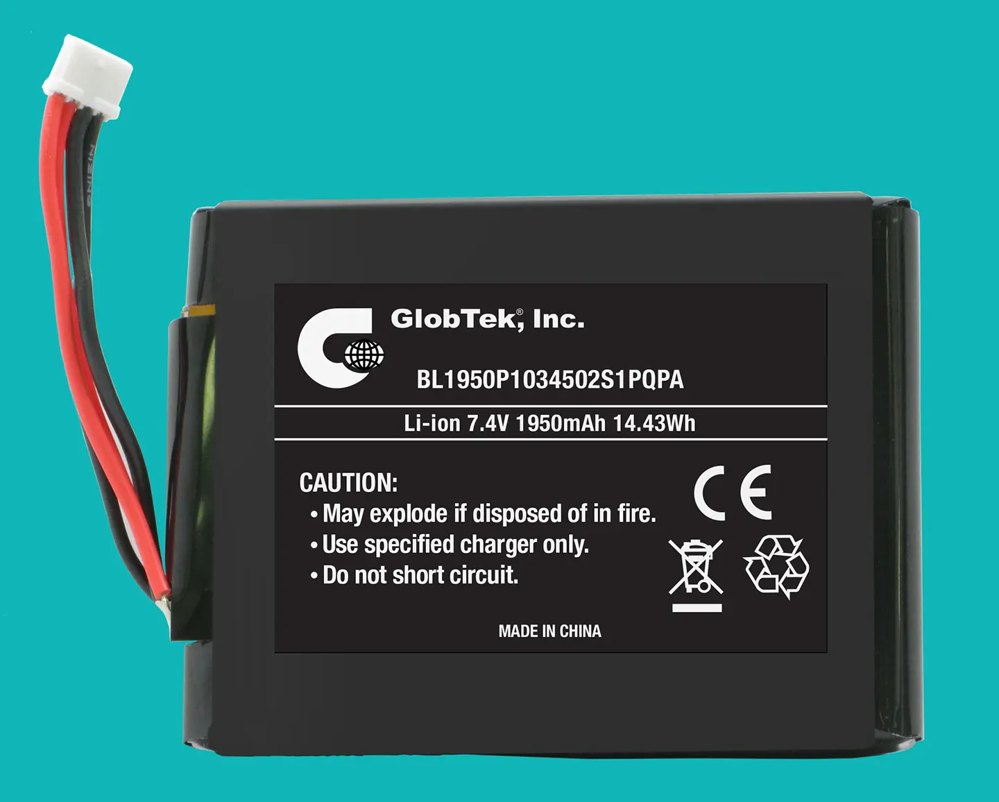 BL1950P1034502S1PQPA paquete de baterías de GlobTek en Configuración de 2S1P representa más reciente adición a la robusta de alta capacidad de Li-Ion de la familia / prismático batería con aprobación celula de UL 1642 y una marca CE que se ajuste a 2004/108 compatibilidad / CE electromagnética, incluyendo EN61000-6-1: 2007 , EN61000-6-3: 2007!