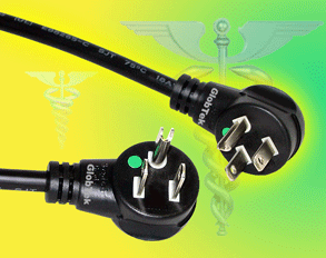 YP-18 family of right angle hospital detachable power cordsets feature: low profile exit from the wall receptacle, compliance with CA Proposition 65, overmolded 360° strain/flex relief available in 45... YP-18 family of right angle hospital detachable power cordsets feature: low profile exit from the wall receptacle, compliance with CA Proposition 65, overmolded 360° strain/flex relief available in 45...